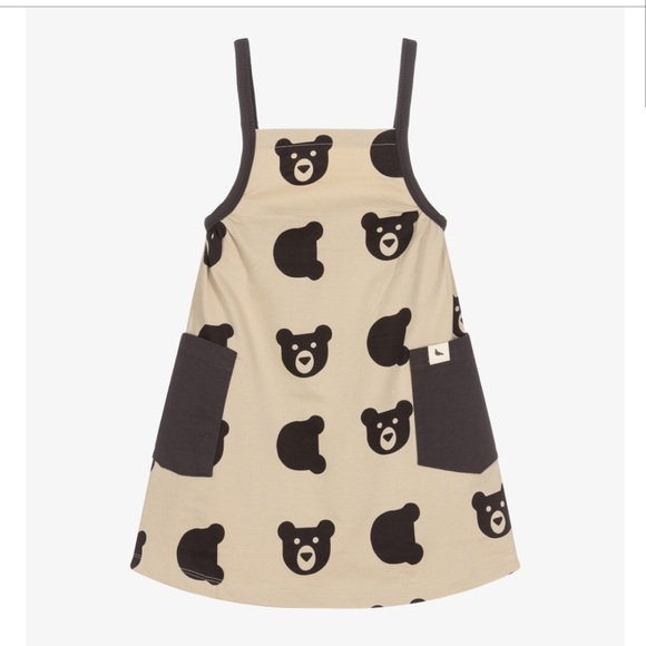 Turtledove London Bear Print Kids Dress - Cream and Black - Picture 1 of 8